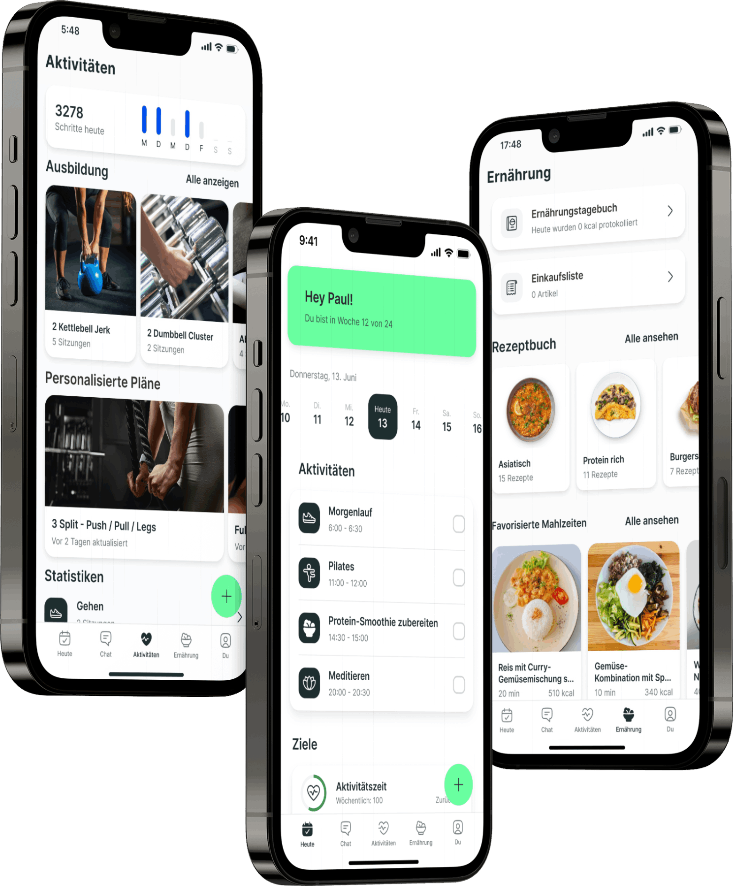 Ein Mockup der Coaching-App, das die Funktionen zeigt.